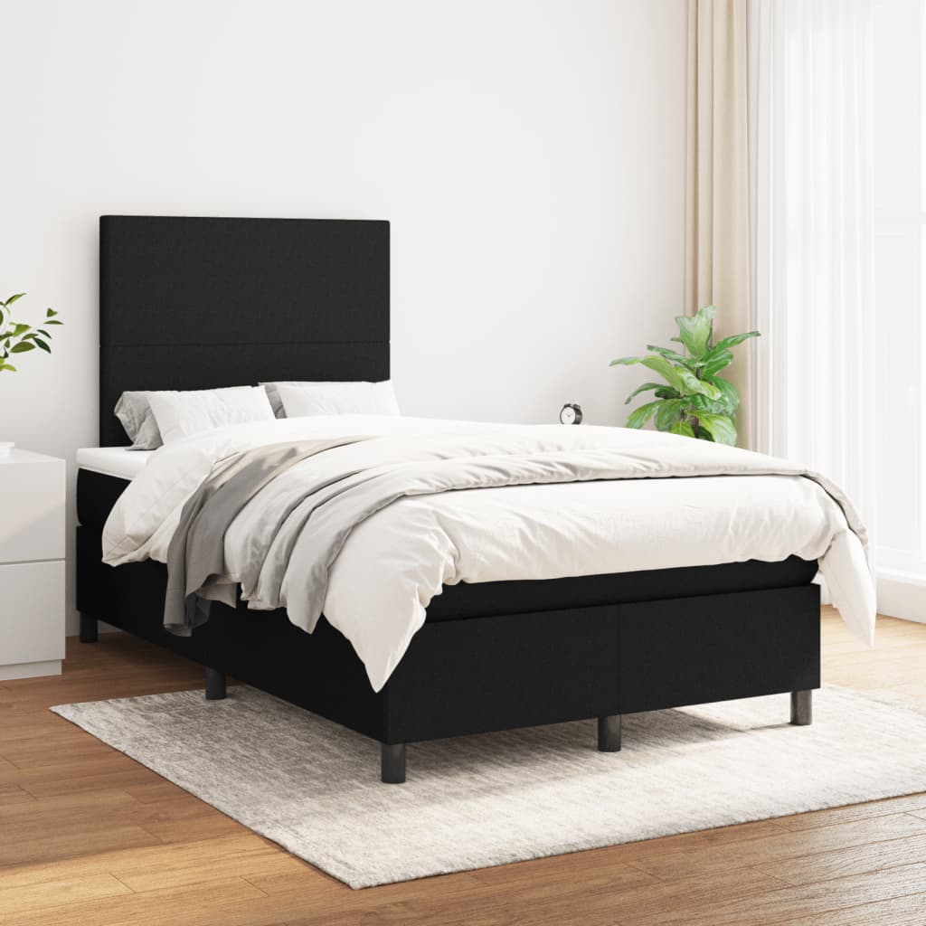Krevet box spring s madracem crni 120 x 190 cm od tkanine