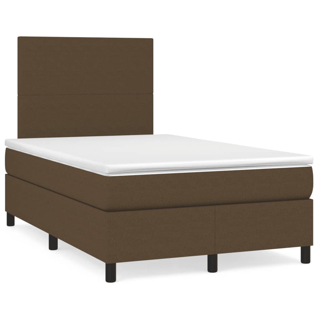 Krevet box spring s madracem tamnosmeđi 120 x 190 cm od tkanine