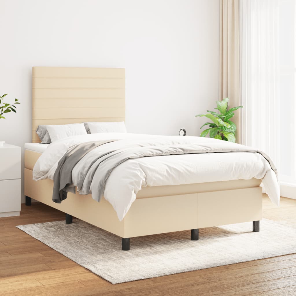 Krevet box spring s madracem krem 120 x 190 cm od tkanine