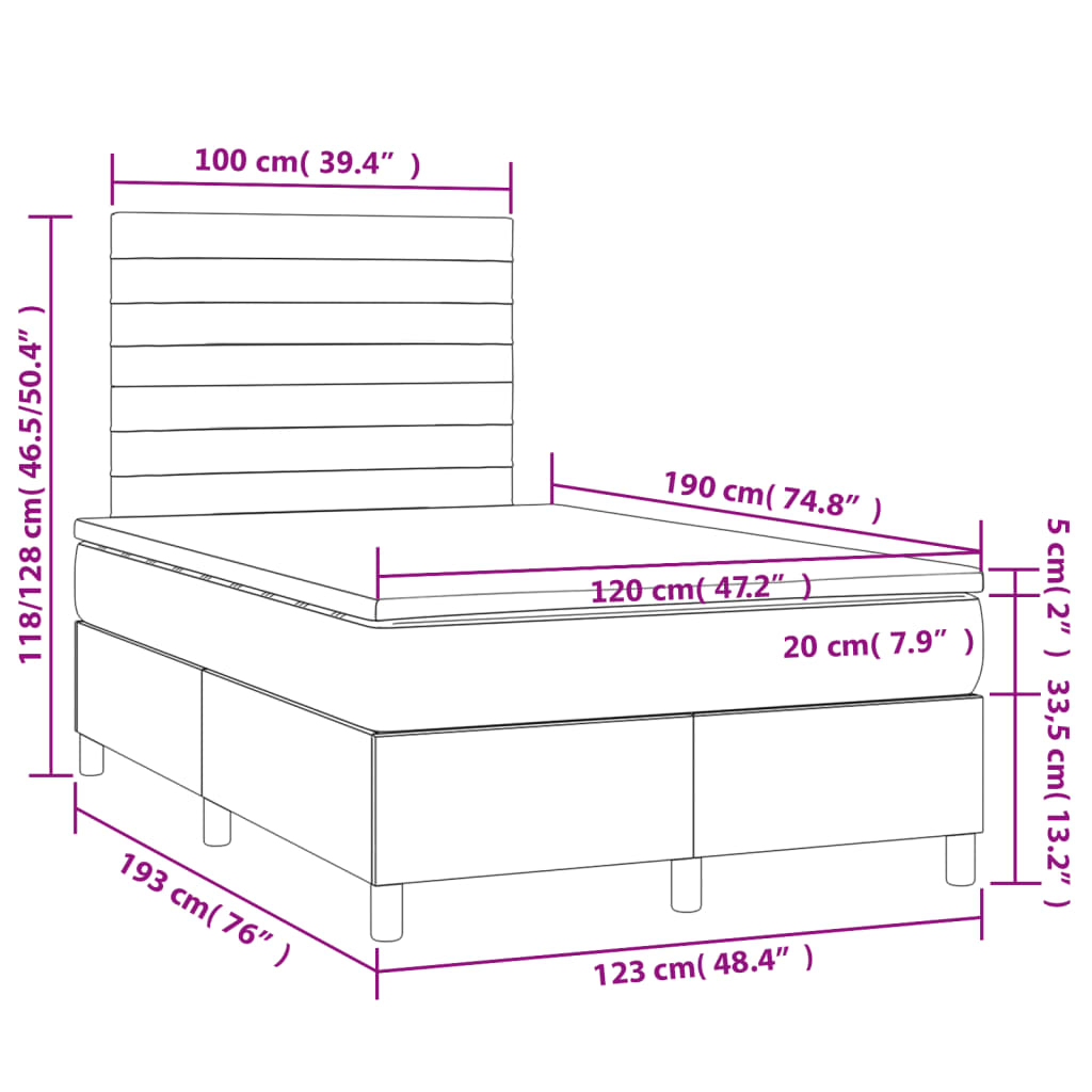 Krevet box spring s madracem krem 120 x 190 cm od tkanine