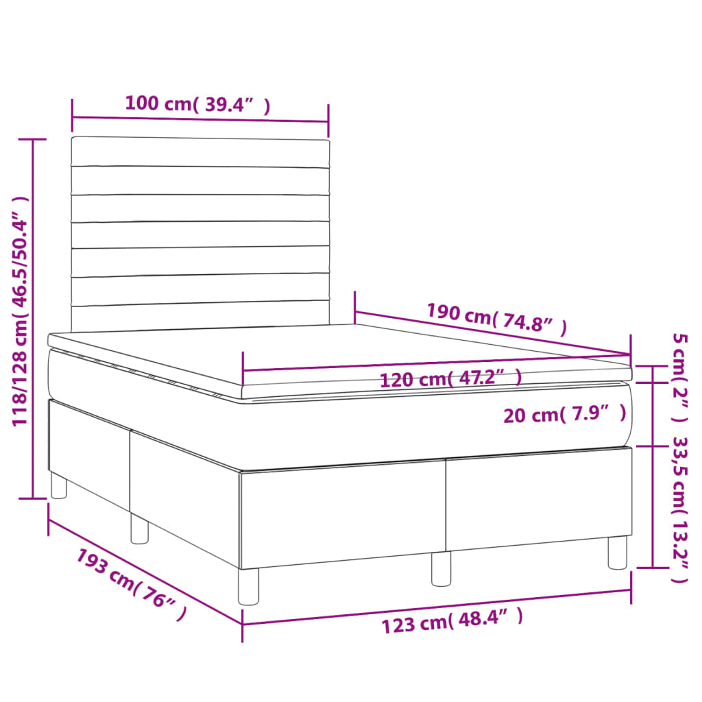 Krevet s oprugama i madracem plavi 120 x 190 cm od tkanine