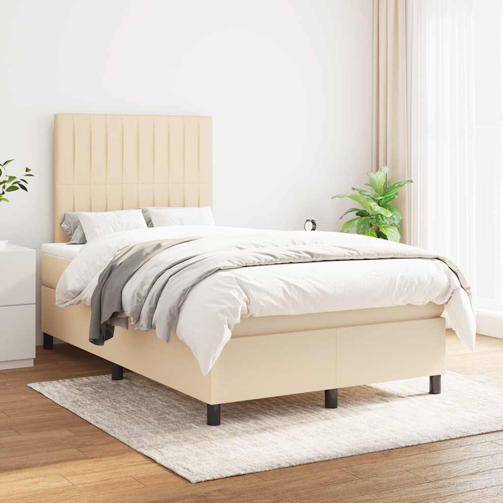 Krevet box spring s madracem krem 120 x 190 cm od tkanine
