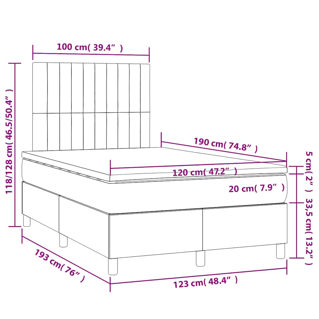 Krevet box spring s madracem krem 120 x 190 cm od tkanine