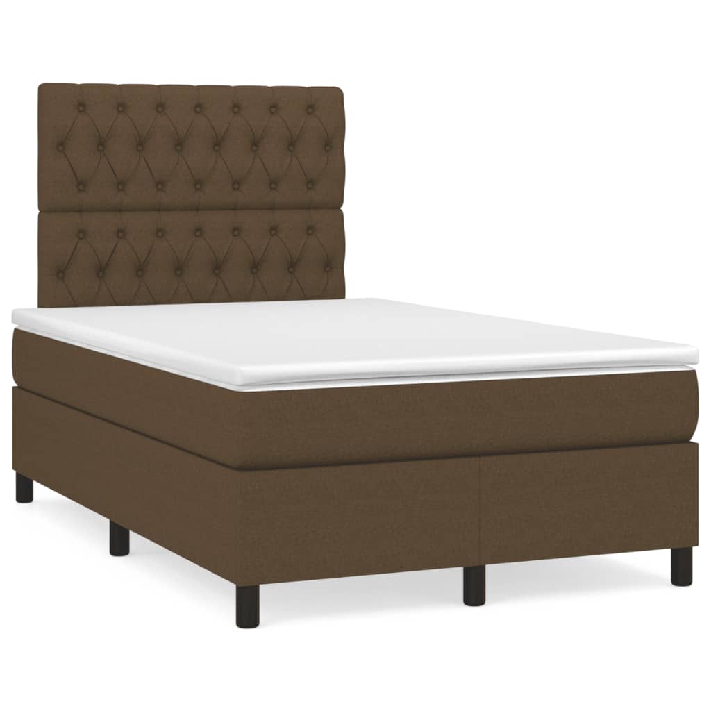Krevet box spring s madracem tamnosmeđi 120 x 190 cm od tkanine