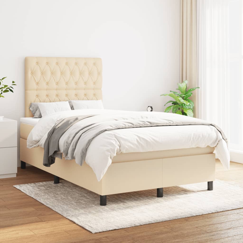 Krevet box spring s madracem krem 120 x 190 cm od tkanine