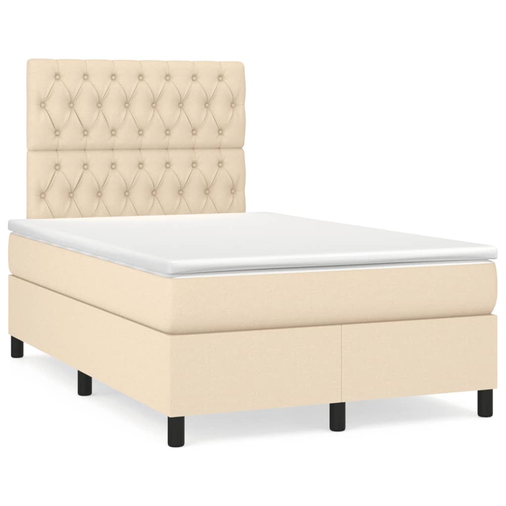 Krevet box spring s madracem krem 120 x 190 cm od tkanine