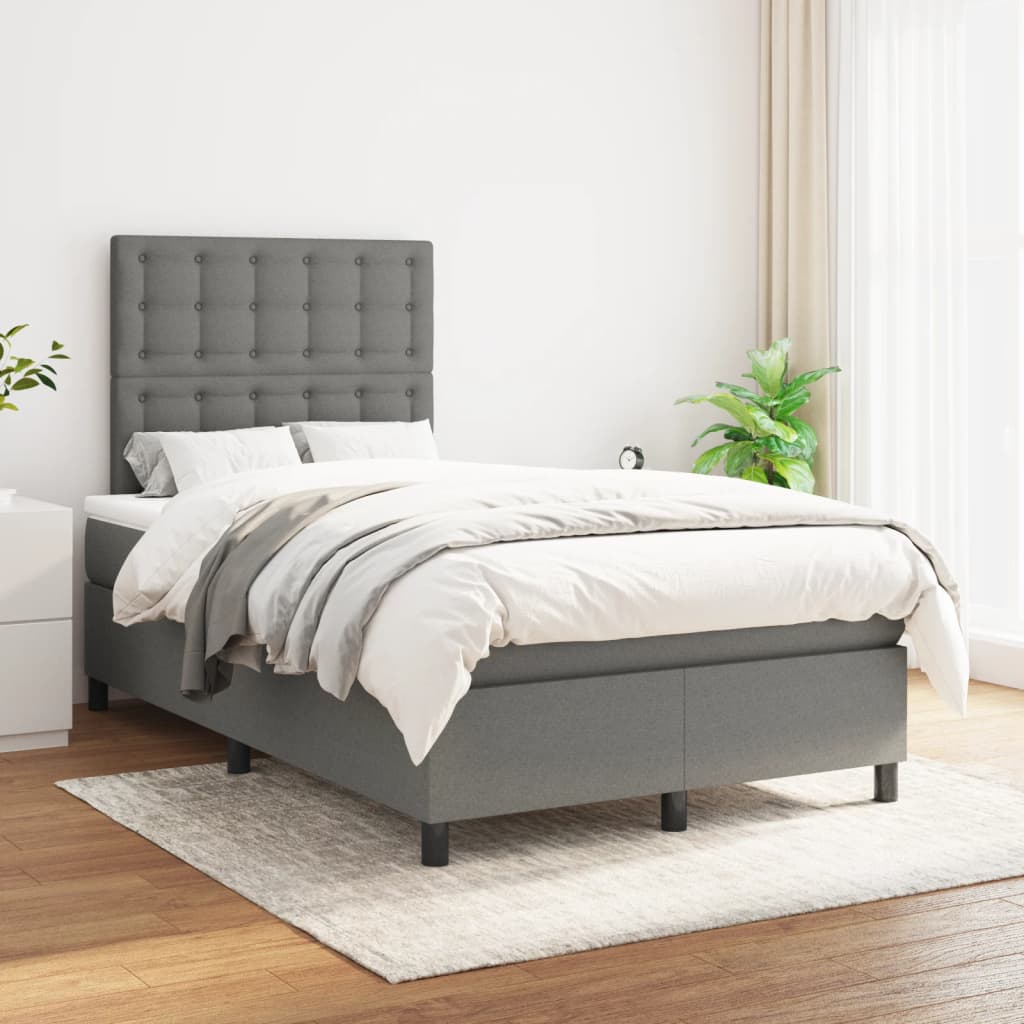 Krevet box spring s madracem tamnosivi 120 x 190 cm tkanina