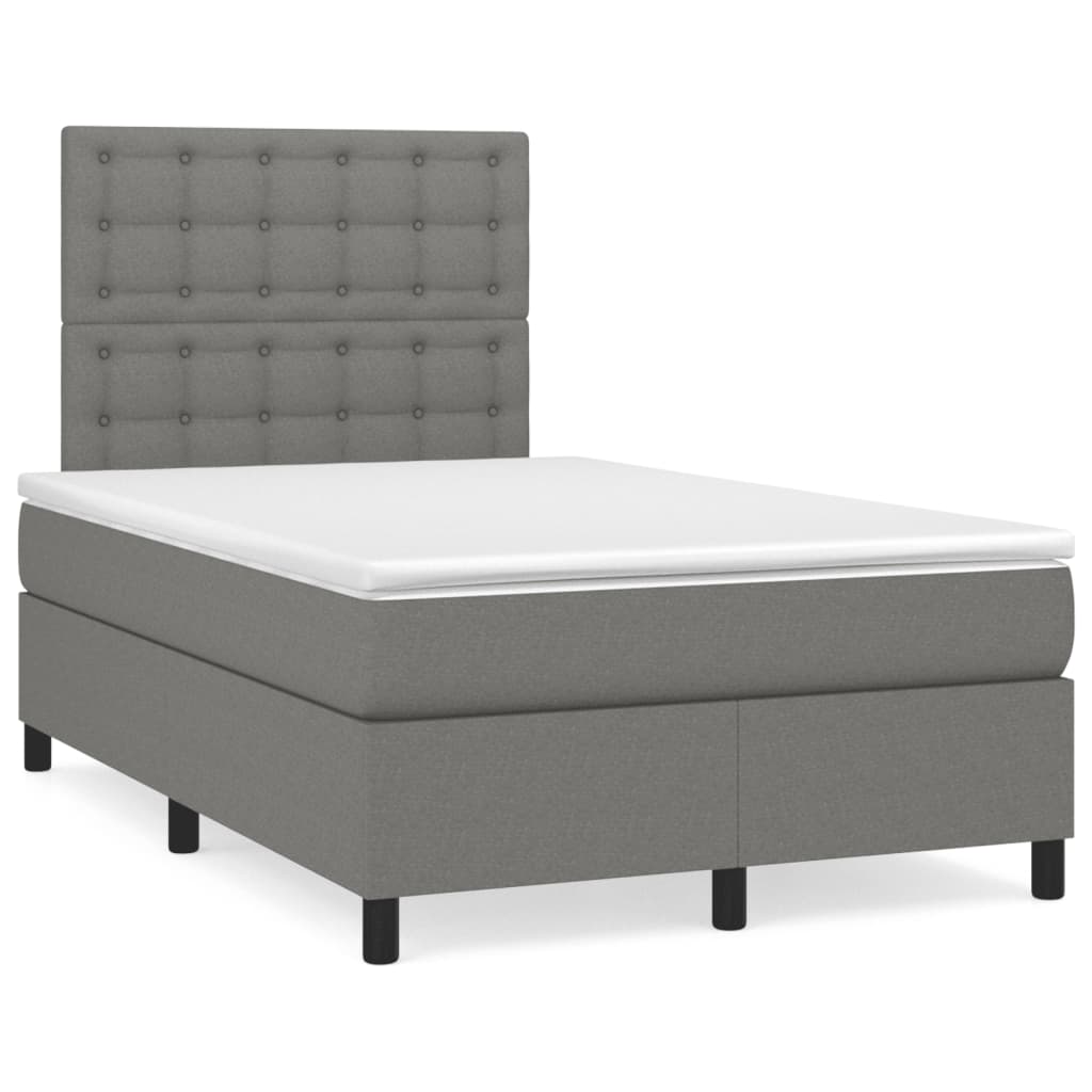 Krevet box spring s madracem tamnosivi 120 x 190 cm tkanina
