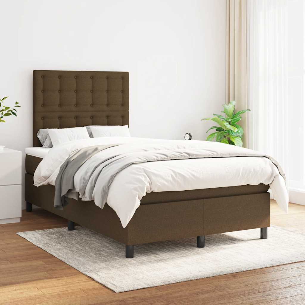 Krevet box spring s madracem tamnosmeđi 120 x 190 cm od tkanine