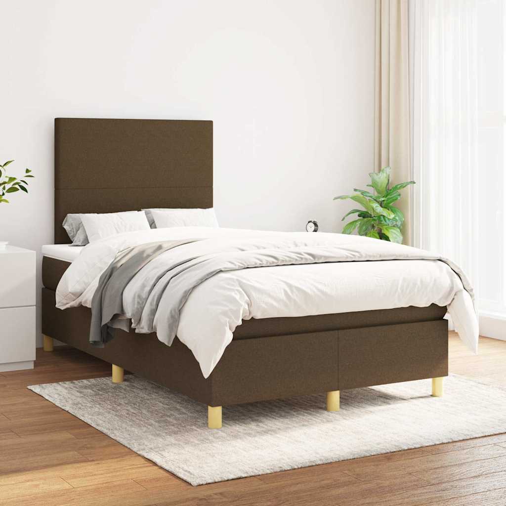Krevet box spring s madracem tamnosmeđi 120 x 190 cm od tkanine