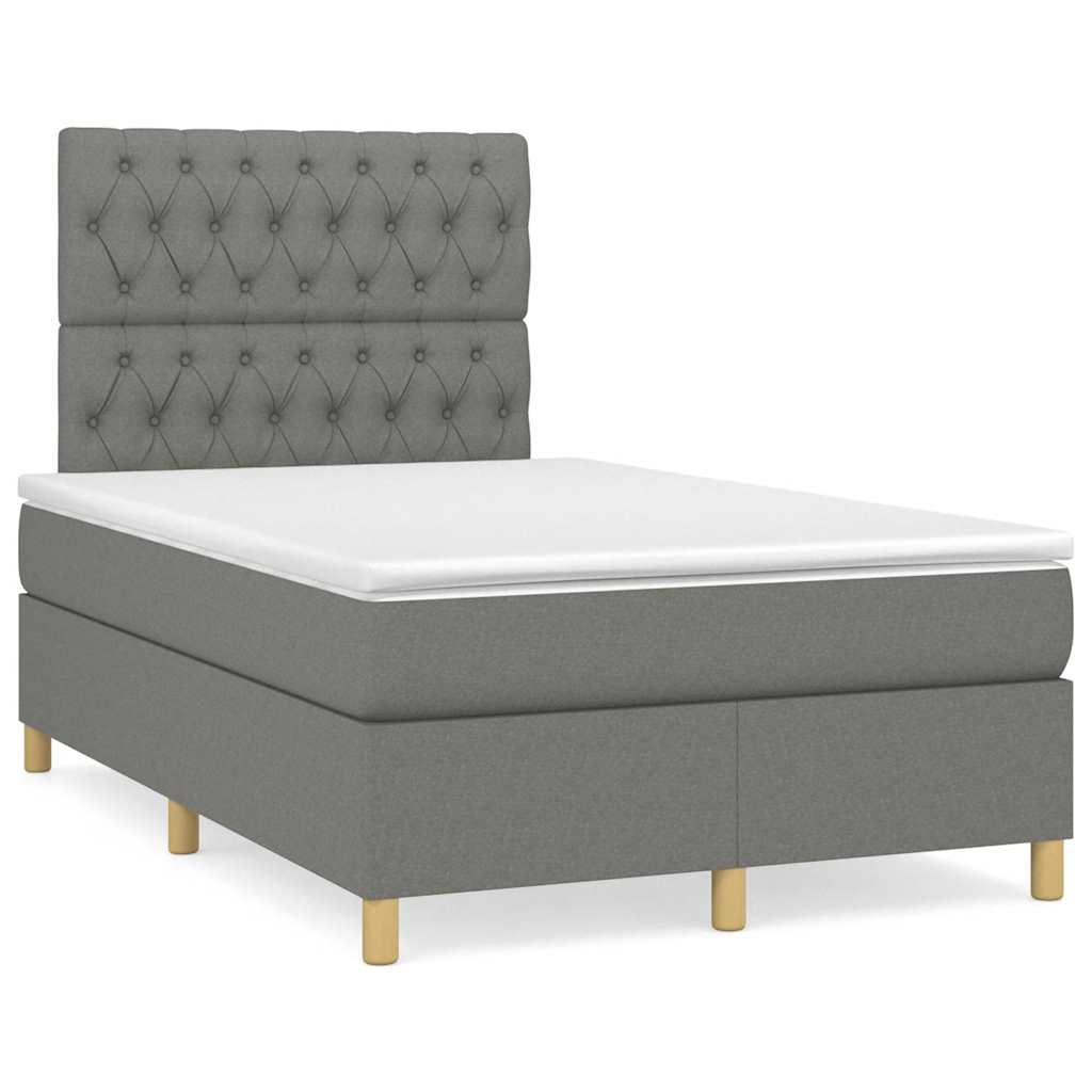 Krevet box spring s madracem tamnosivi 120 x 190 cm tkanina