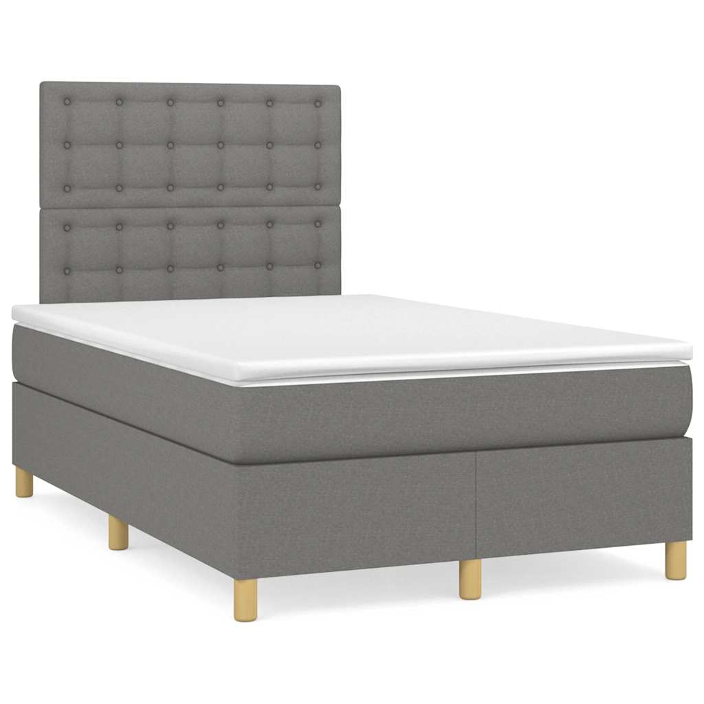 Krevet box spring s madracem tamnosivi 120 x 190 cm tkanina