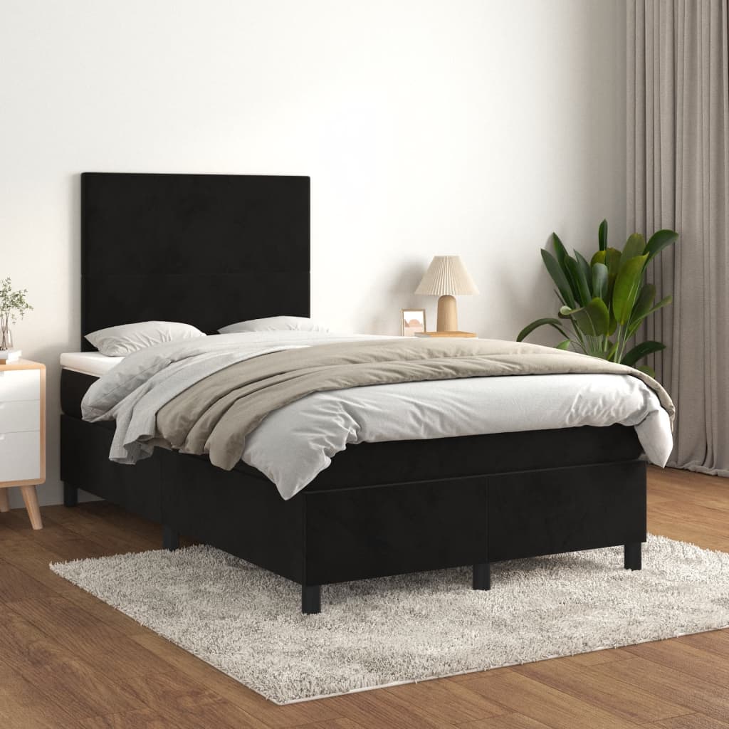Krevet box spring s madracem crni 120 x 190 cm baršunasti