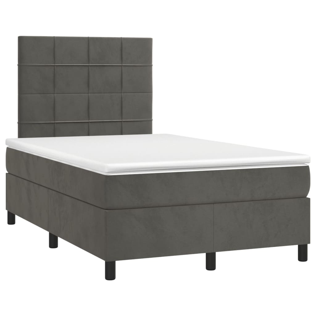Krevet box spring s madracem tamnosivi 120 x 190 cm baršun
