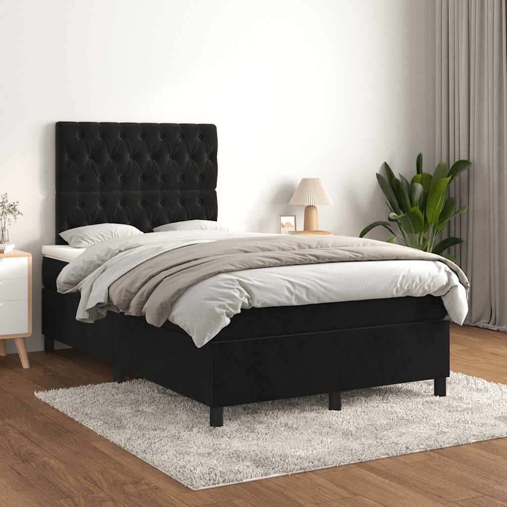 Krevet box spring s madracem crni 120 x 190 cm baršunasti