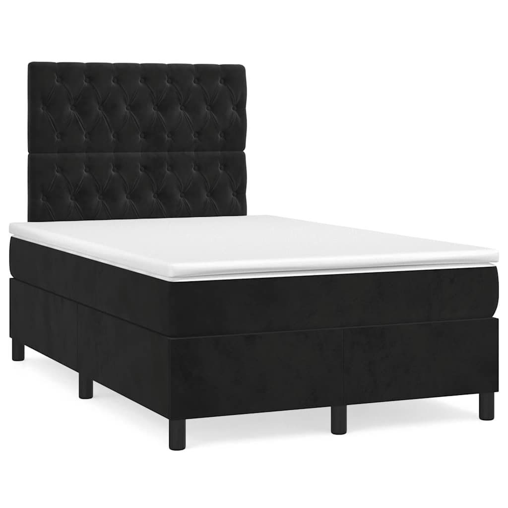 Krevet box spring s madracem crni 120 x 190 cm baršunasti