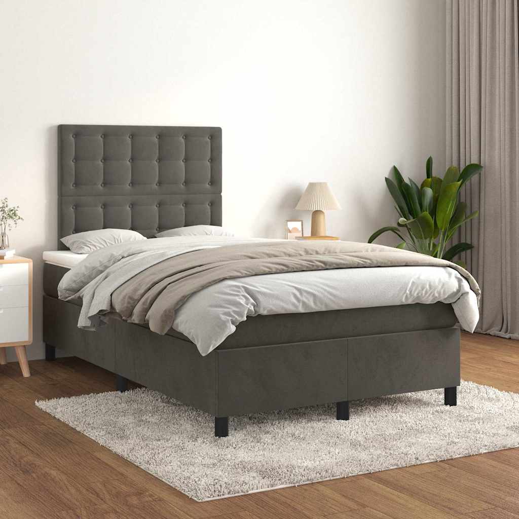 Krevet box spring s madracem tamnosivi 120 x 190 cm baršun