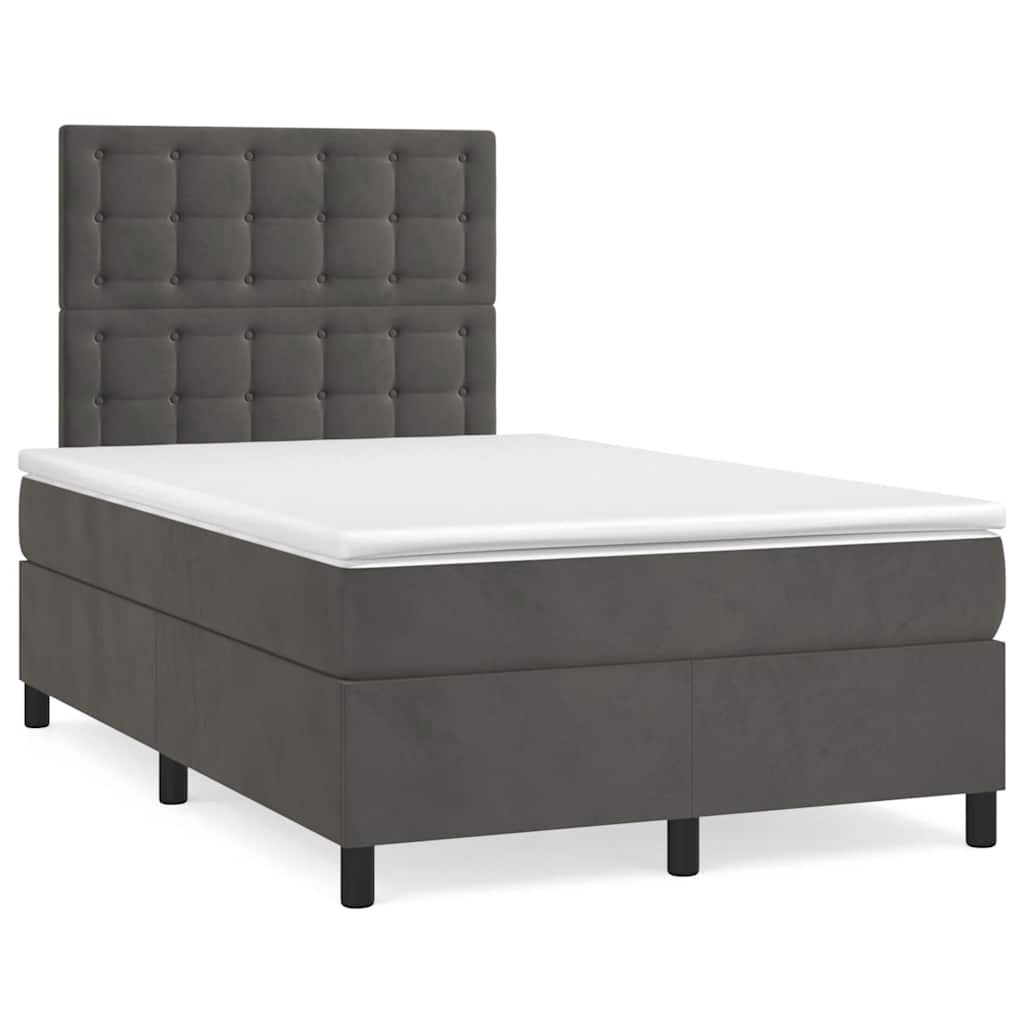 Krevet box spring s madracem tamnosivi 120 x 190 cm baršun