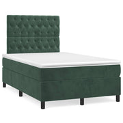 Krevet box spring s madracem tamnozeleni 120x190 cm baršunasti