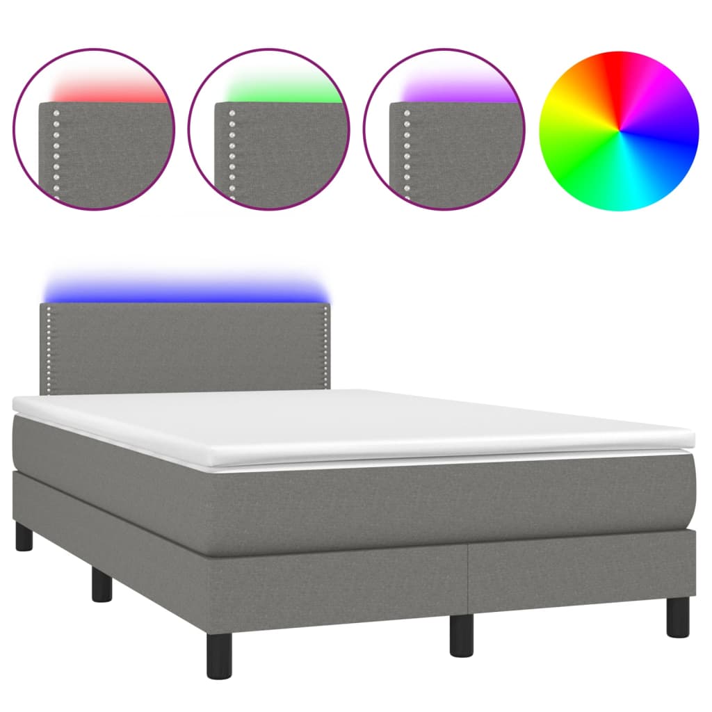 Krevet box spring s madracem LED tamnosivi 120 x 190 cm tkanina