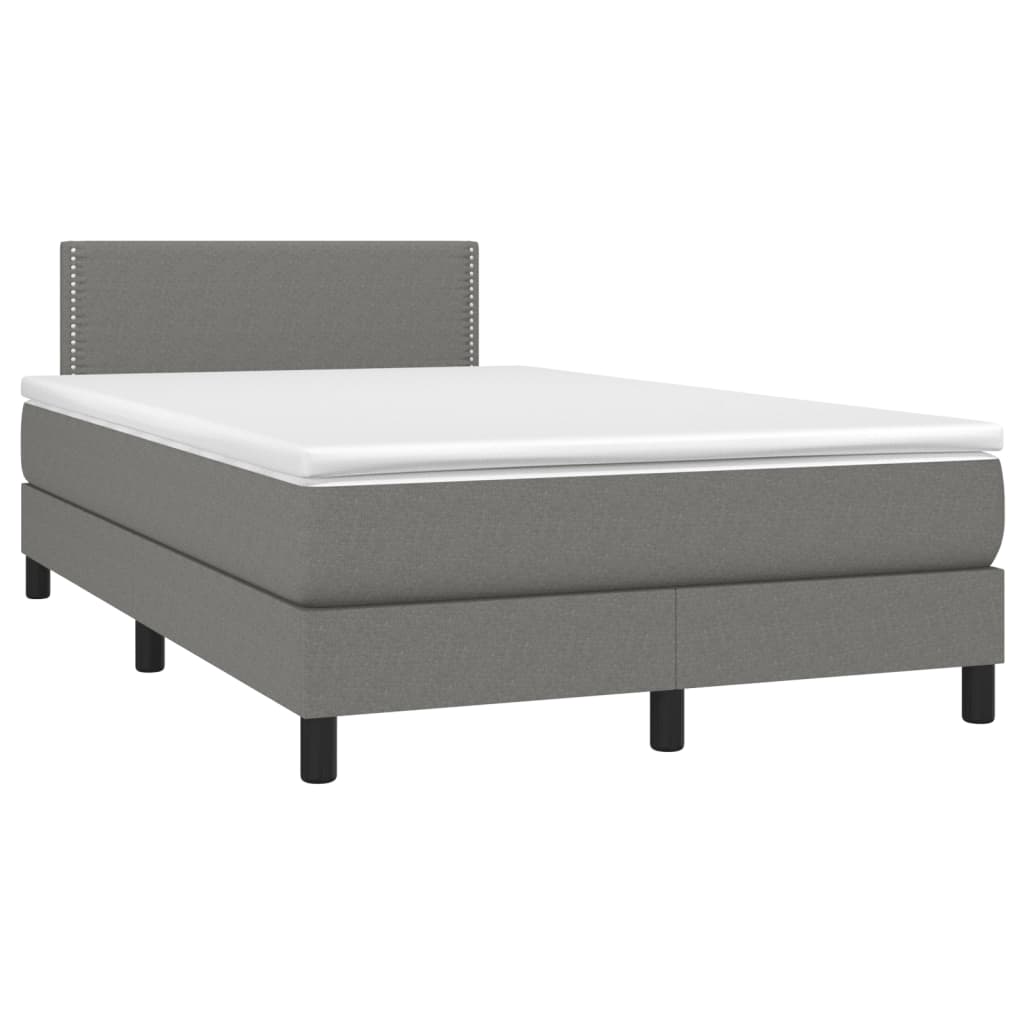 Krevet box spring s madracem LED tamnosivi 120 x 190 cm tkanina