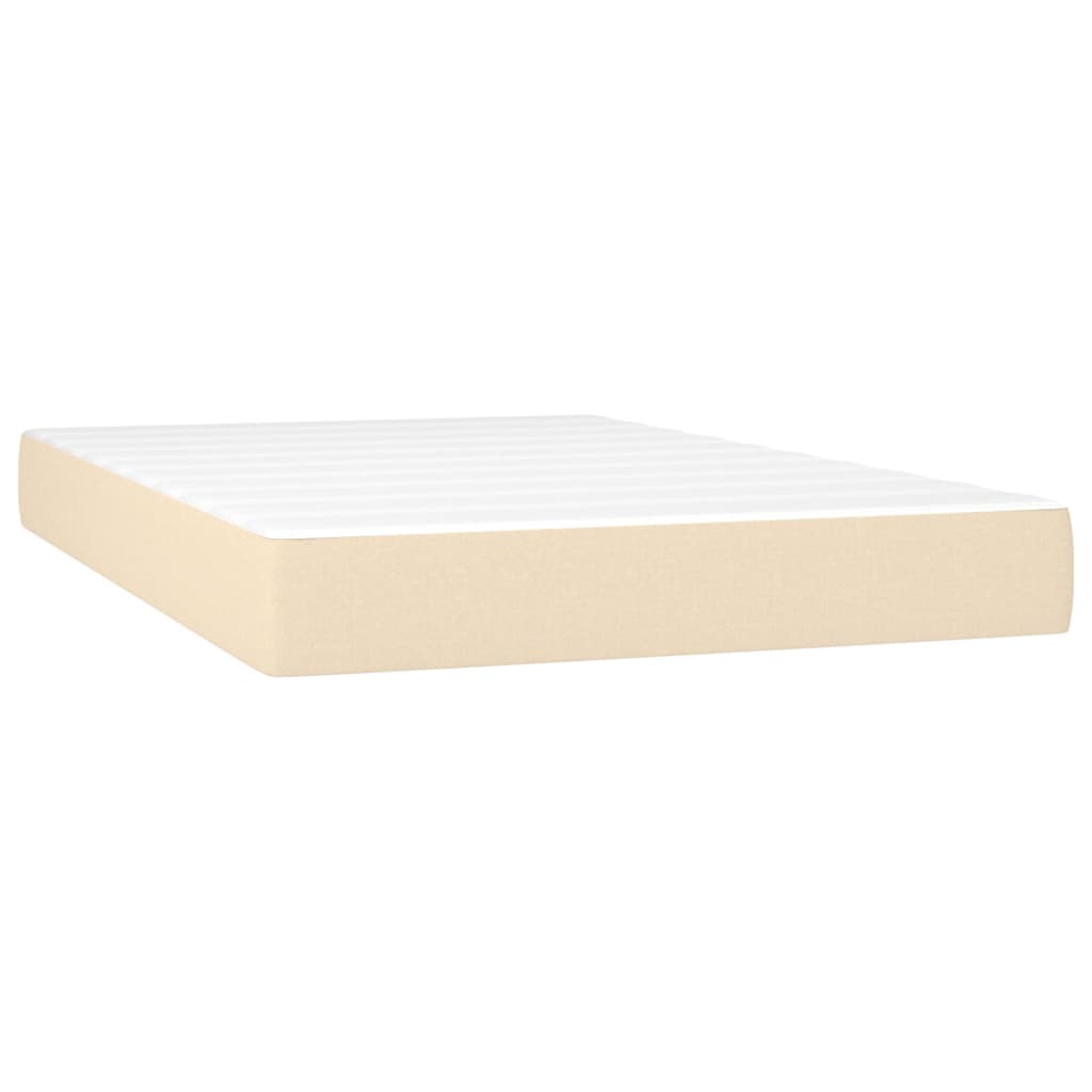 Krevet s oprugama i madracem LED krem 120 x 190 cm od tkanine