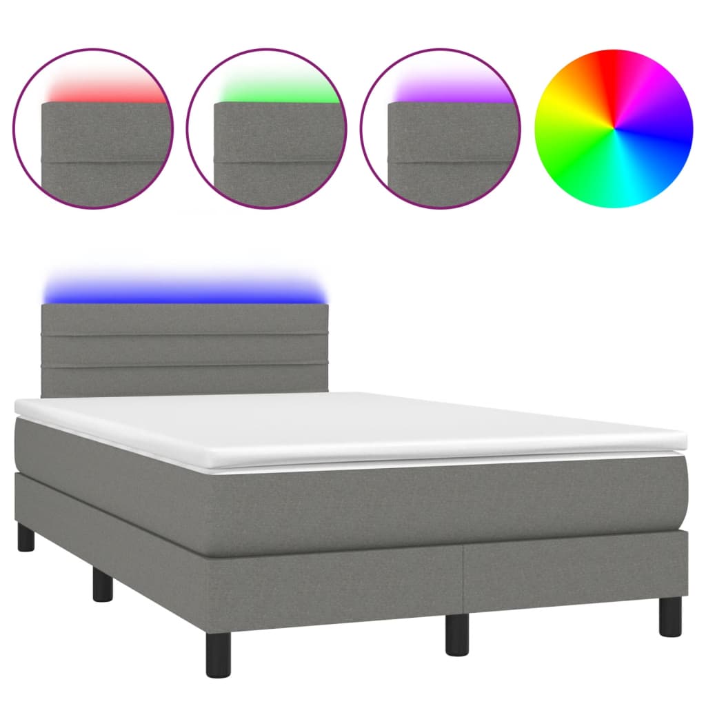 Krevet box spring s madracem LED tamnosivi 120 x 190 cm tkanina