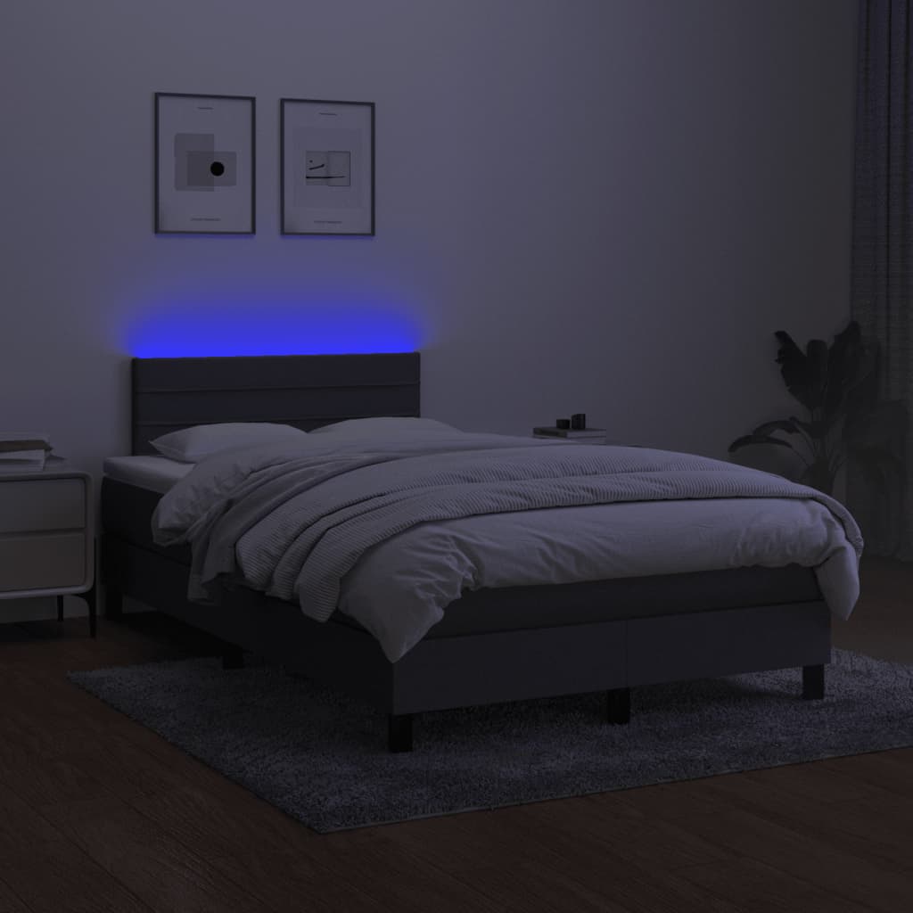 Krevet box spring s madracem LED tamnosivi 120 x 190 cm tkanina