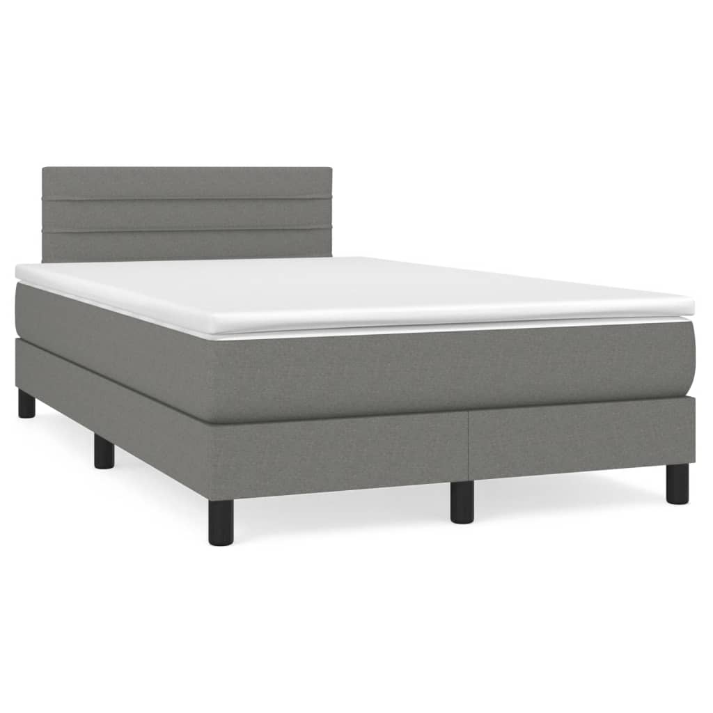 Krevet box spring s madracem LED tamnosivi 120 x 190 cm tkanina