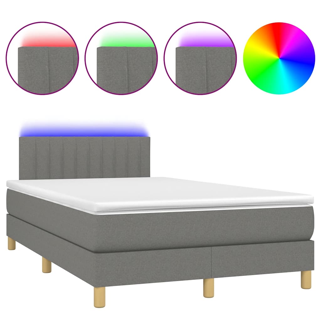 Krevet box spring s madracem LED tamnosivi 120 x 190 cm tkanina
