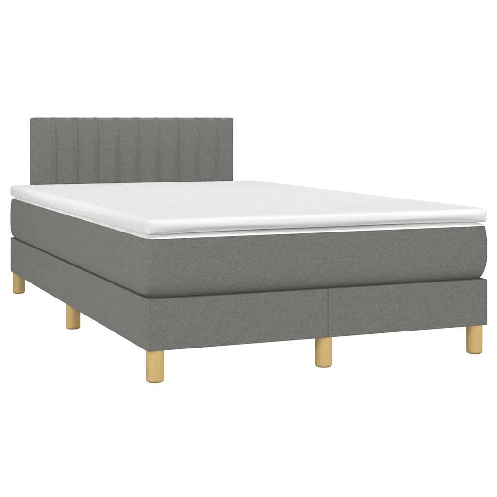 Krevet box spring s madracem LED tamnosivi 120 x 190 cm tkanina