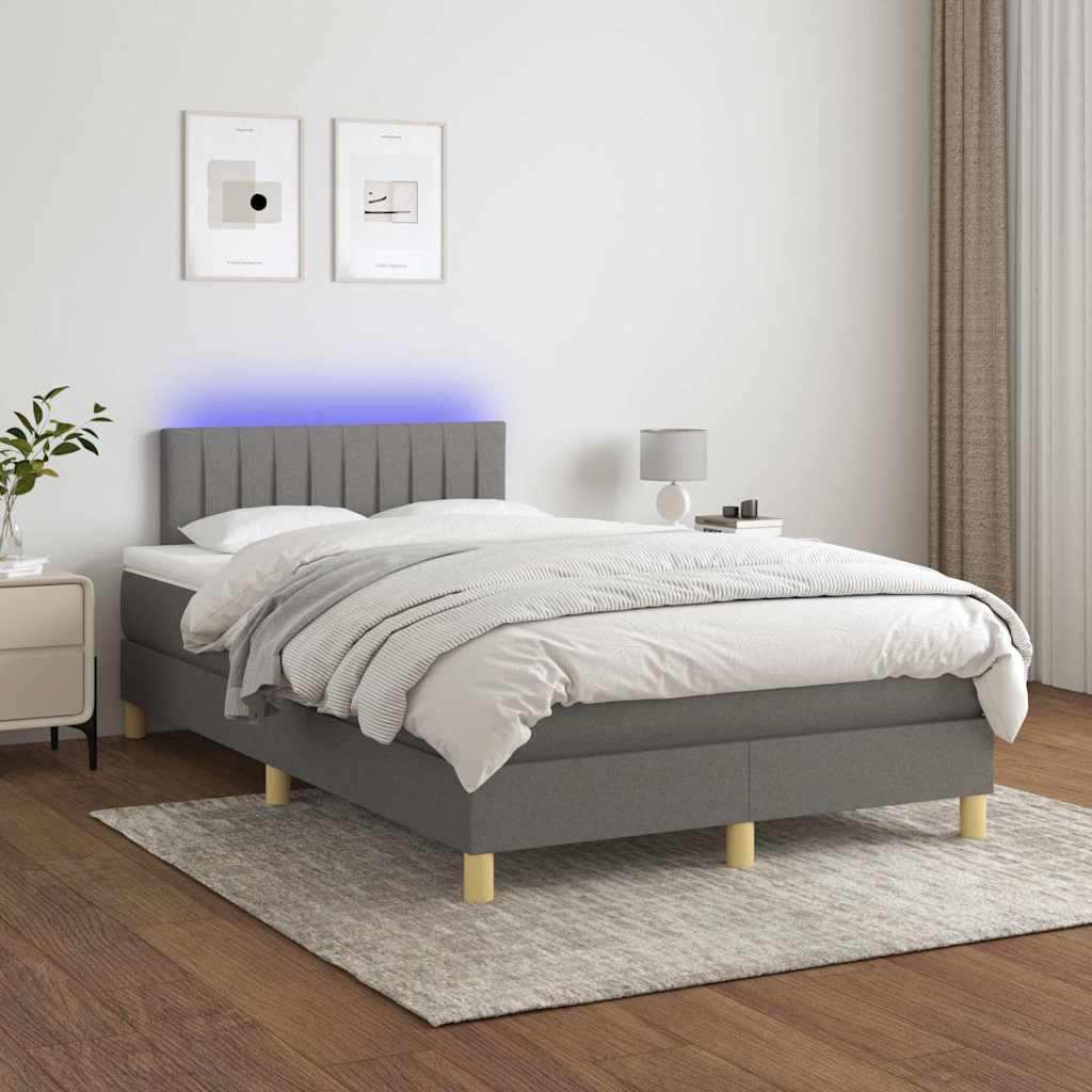 Krevet box spring s madracem LED tamnosivi 120 x 190 cm tkanina