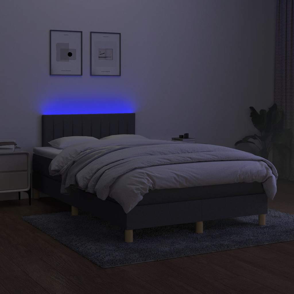 Krevet box spring s madracem LED tamnosivi 120 x 190 cm tkanina