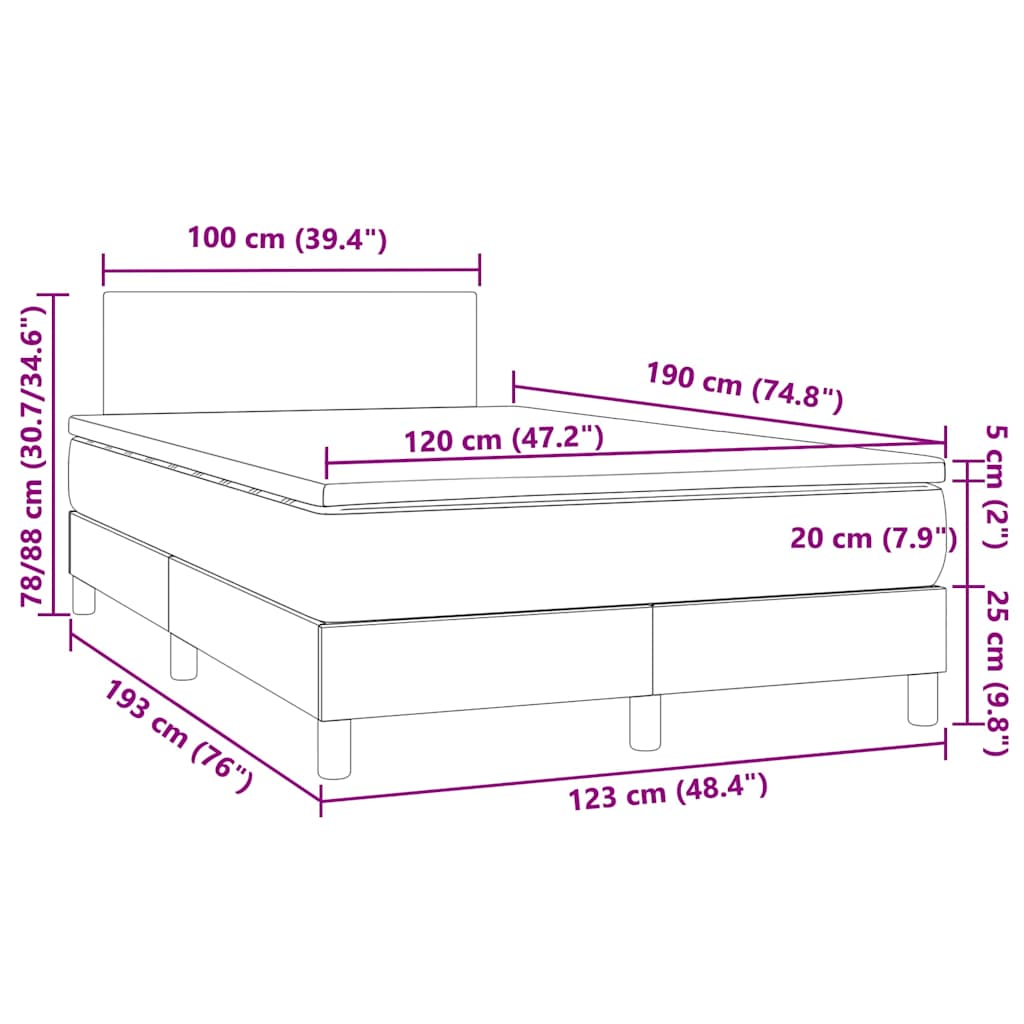 Krevet box spring s madracem LED bijeli 120x190 cm umjetna koža