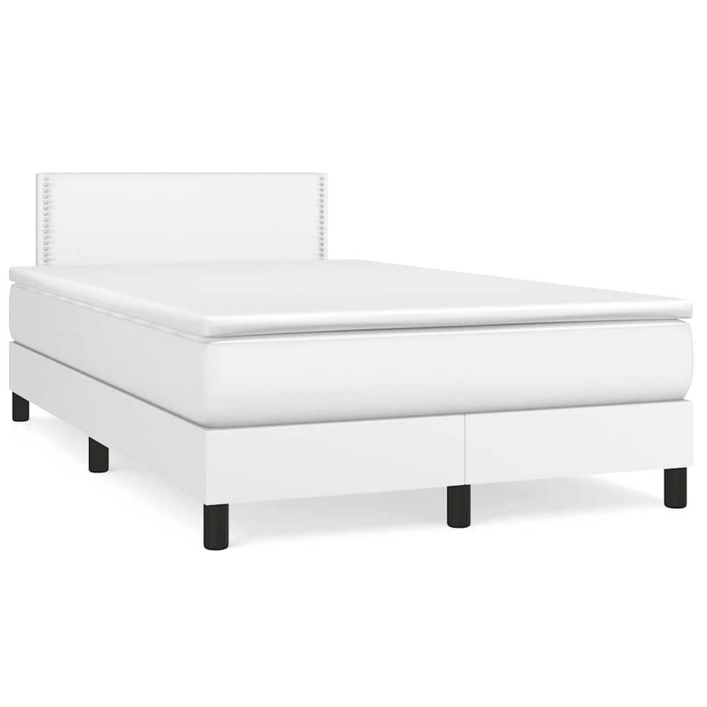 Krevet box spring s madracem LED bijeli 120x190 cm umjetna koža