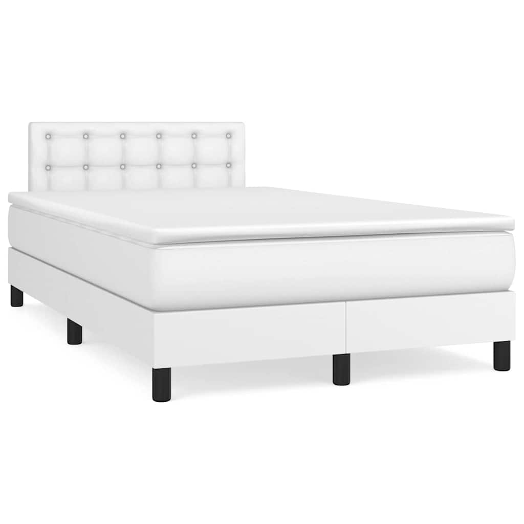 Krevet box spring s madracem LED bijeli 120x190 cm umjetna koža