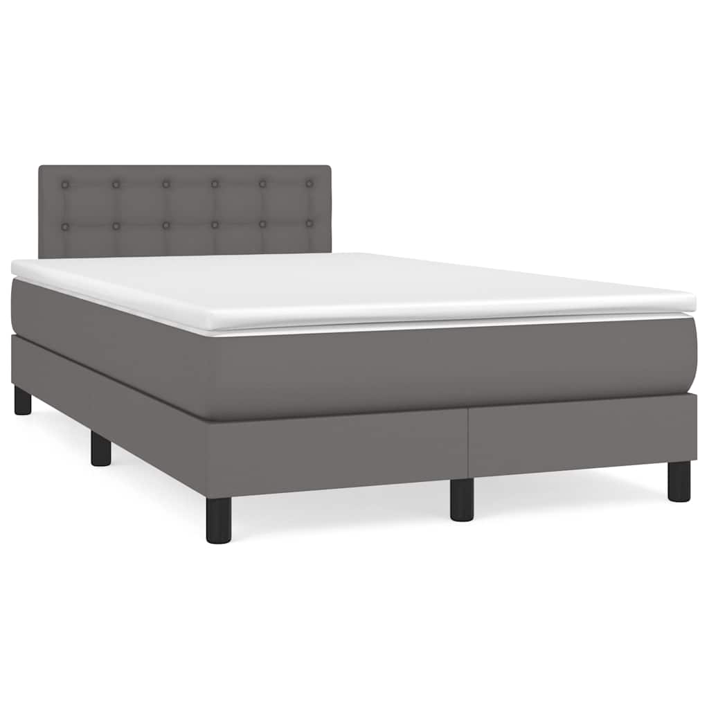 Krevet s oprugama i madracem LED sivi 120x190 cm umjetna koža