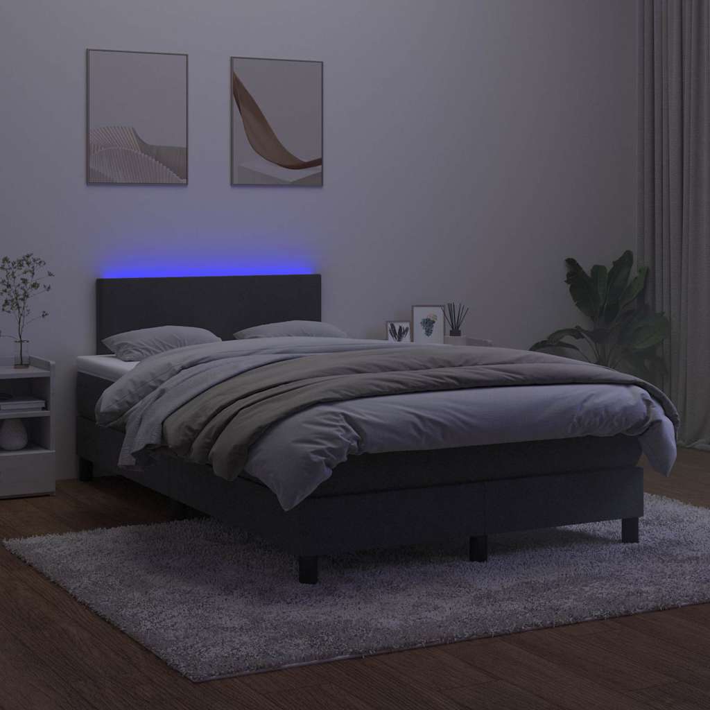 Krevet box spring s madracem LED crni 120 x 190 cm baršunasti