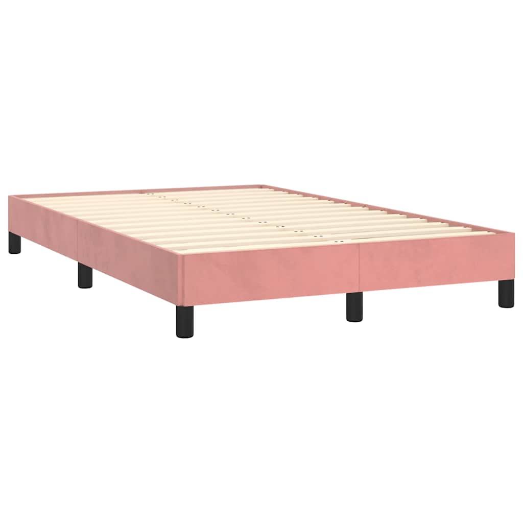 Krevet box spring s madracem LED ružičasti 120x190cm baršunasti