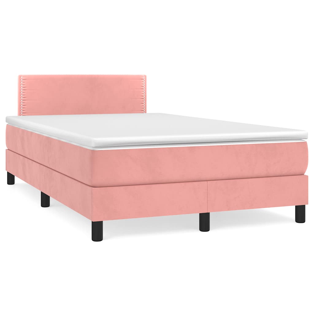 Krevet box spring s madracem LED ružičasti 120x190cm baršunasti
