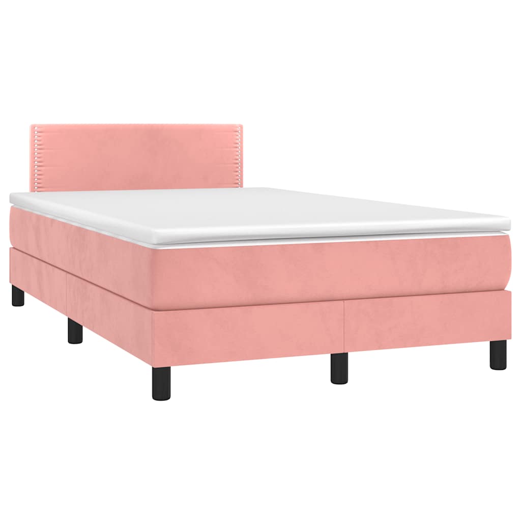 Krevet box spring s madracem LED ružičasti 120x190cm baršunasti