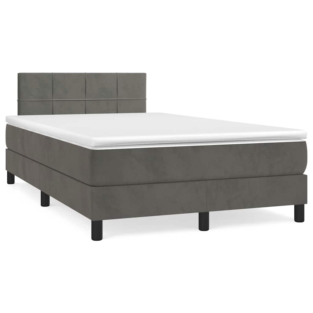Krevet box spring s madracem LED tamnosivi 120 x 190 cm baršun