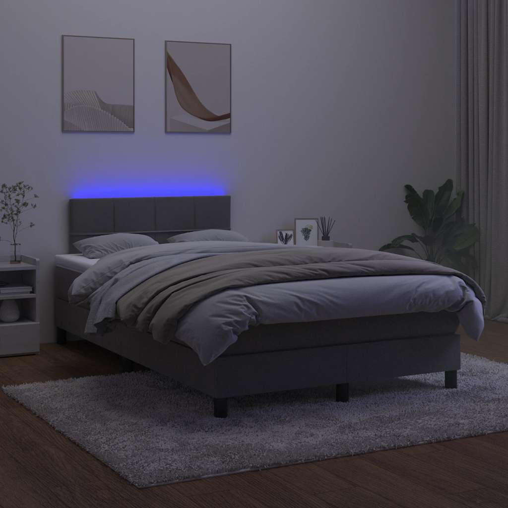 Krevet box spring s madracem LED tamnosivi 120 x 190 cm baršun