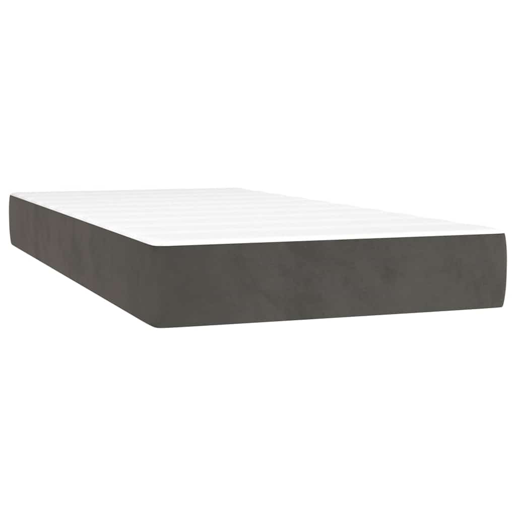 Krevet box spring s madracem LED tamnosivi 120 x 190 cm baršun