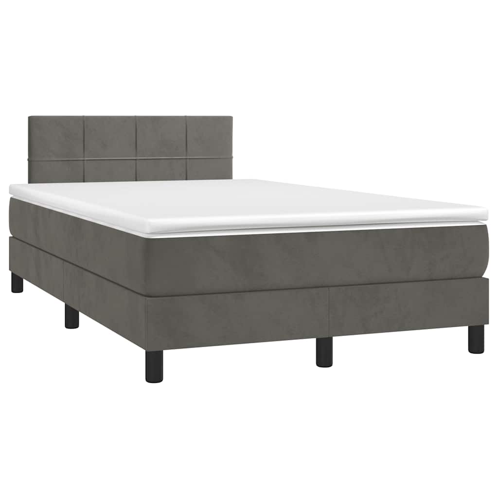 Krevet box spring s madracem LED tamnosivi 120 x 190 cm baršun