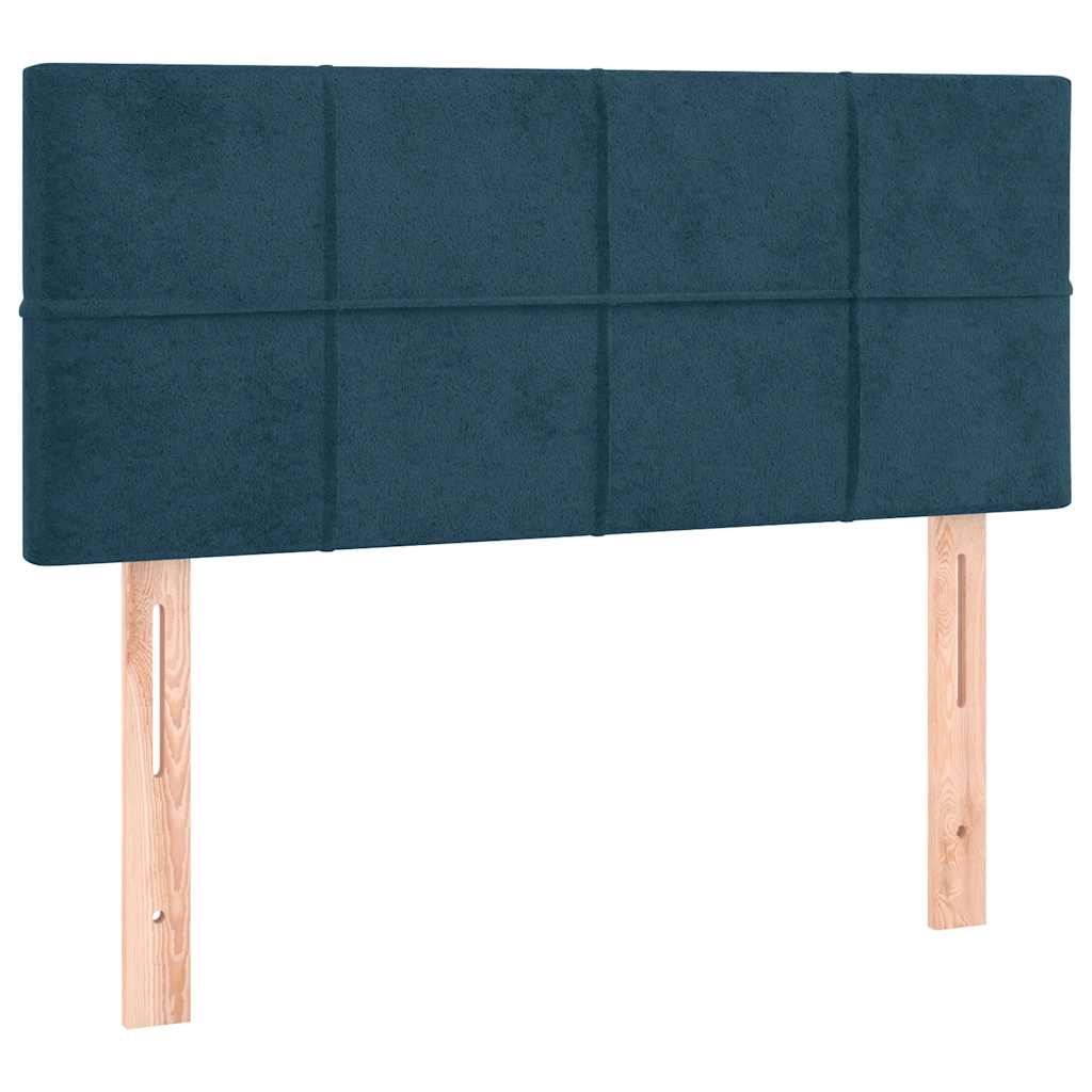 Krevet s oprugama i madracem LED tamnoplavi 120 x 190 cm baršun