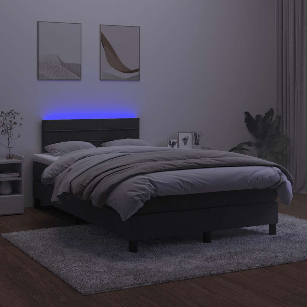 Krevet box spring s madracem LED crni 120 x 190 cm baršunasti
