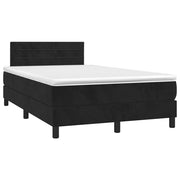 Krevet box spring s madracem LED crni 120 x 190 cm baršunasti