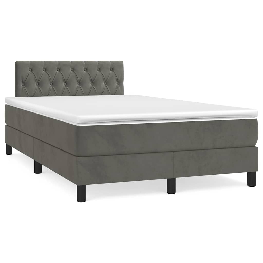 Krevet box spring s madracem LED tamnosivi 120 x 190 cm baršun