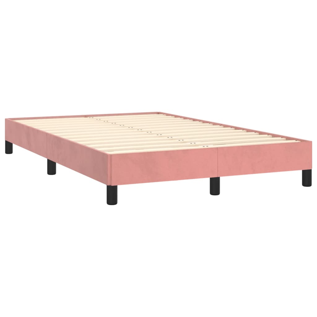 Krevet box spring s madracem LED ružičasti 120x190cm baršunasti